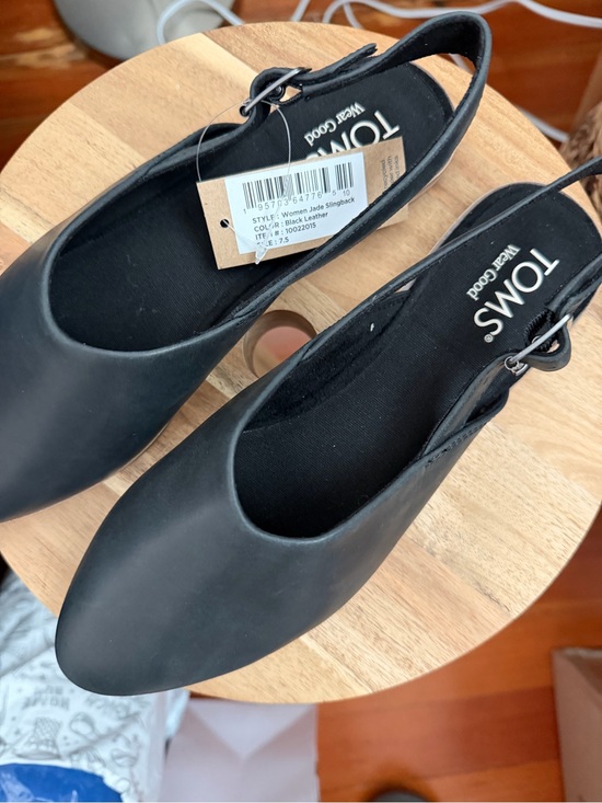 Toms Shoes - Toms Black Leather Slingback Mules